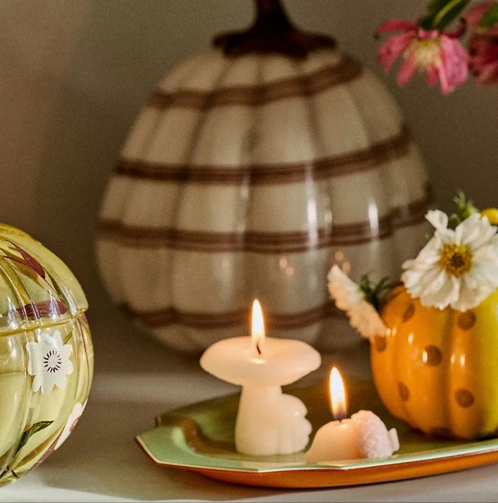 Anthropologie White Mushroom Shaped Wax Candles, Set of 4